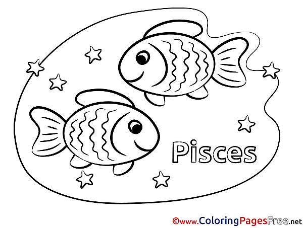 Pisces Happy Birthday Colouring Sheet free