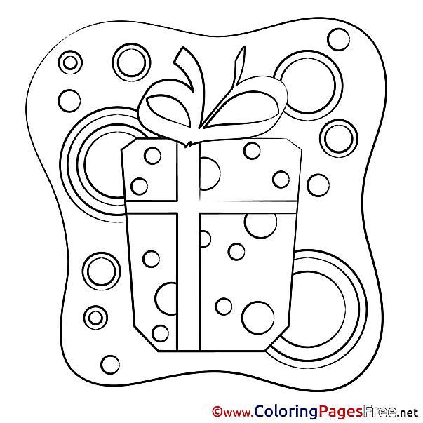 Present Colouring Page Happy Birthday free