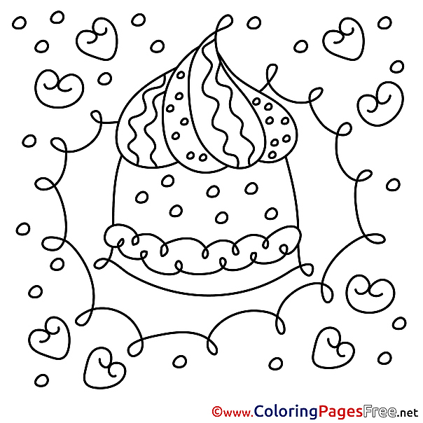 Printable Cake Happy Birthday  Coloring Sheets