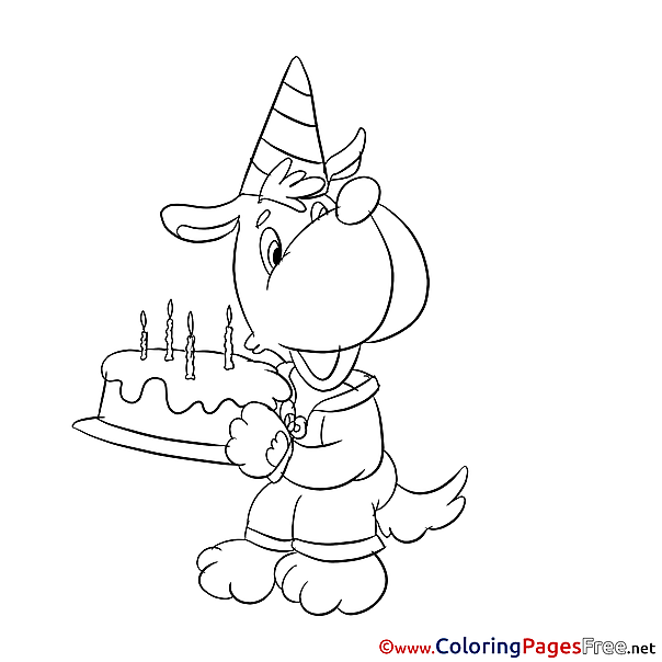 Puppy Coloring Pages Happy Birthday for free