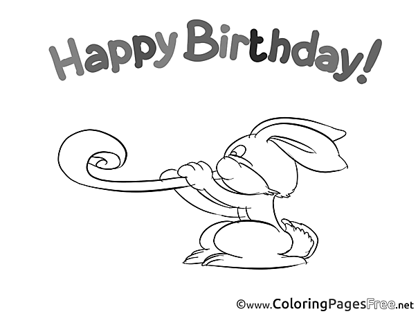 Rabbit Colouring Page Happy Birthday free