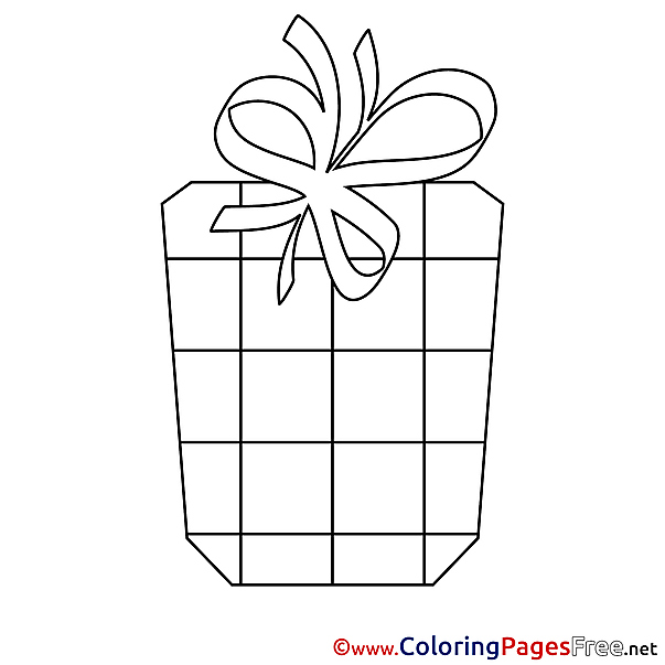 Ribbon Gift Happy Birthday Colouring Sheet free