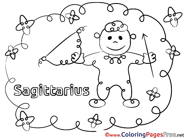 Sagittarius download Happy Birthday Coloring Pages