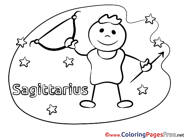 Sagittarius for Kids Happy Birthday Colouring Page