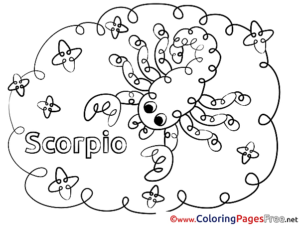 Scorpio Coloring Sheets Happy Birthday free