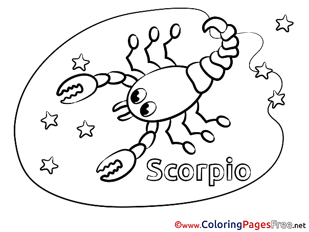 Scorpio Colouring Page Happy Birthday free