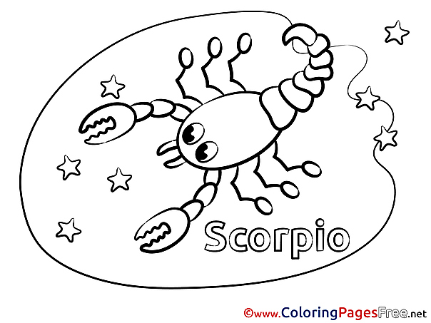 Scorpio Colouring Page Happy Birthday free