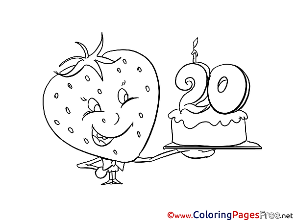 Strawberry 20 Years Coloring Pages Happy Birthday