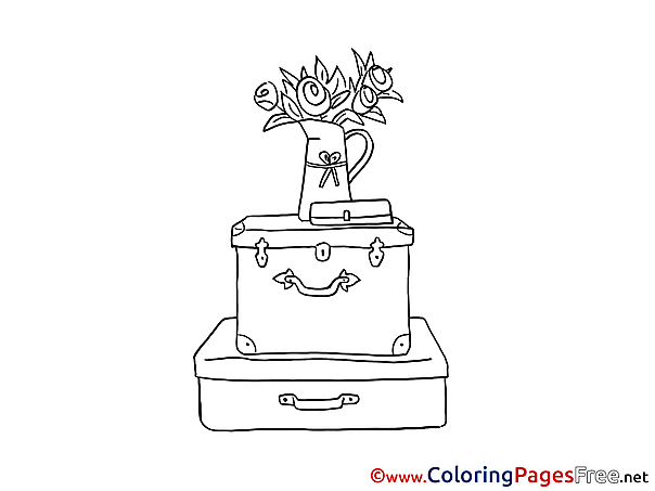 Suitcase Gifts Happy Birthday Coloring Pages download