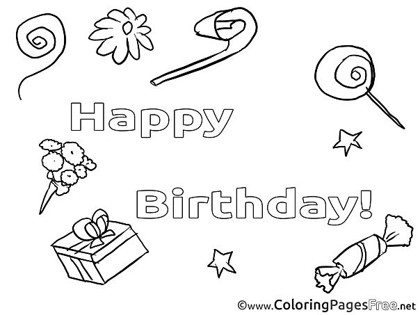 Sweets download Happy Birthday Coloring Pages