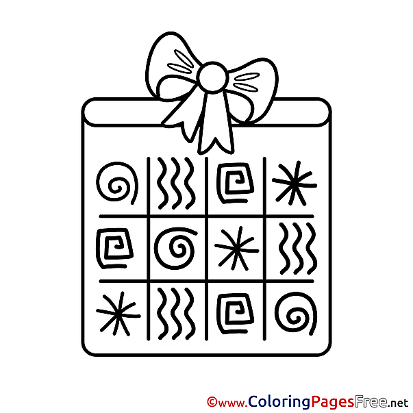 Symbols Gift Colouring Page Happy Birthday free