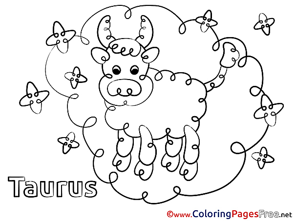 Taurus Happy Birthday free Coloring Pages