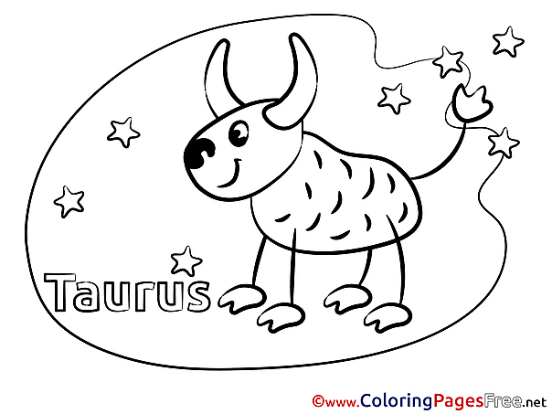 Taurus Kids Happy Birthday Coloring Pages