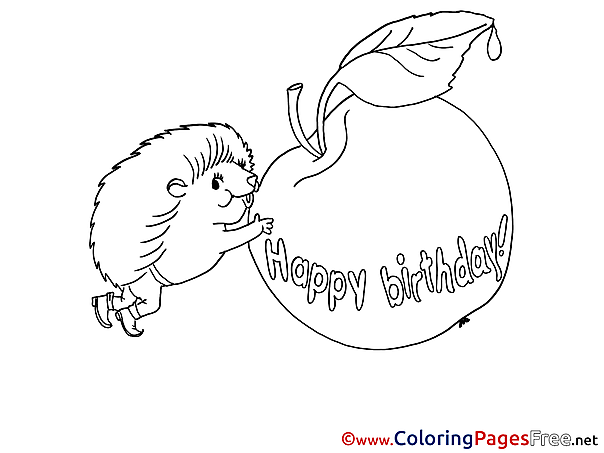 Apple Happy Bithday for Children free Coloring Pages