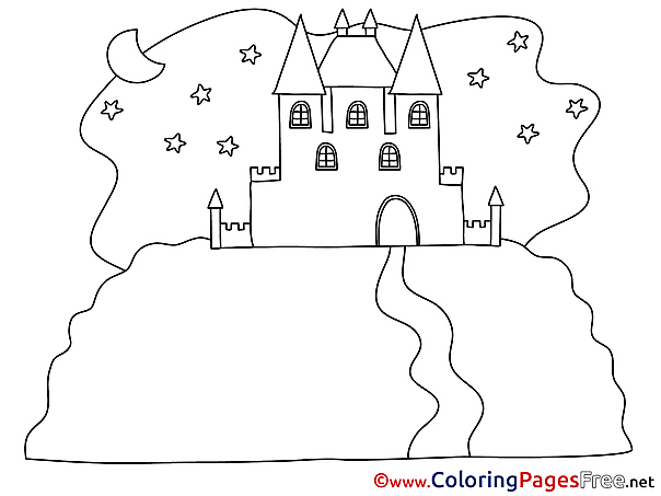 Night Castle Colouring Page printable free