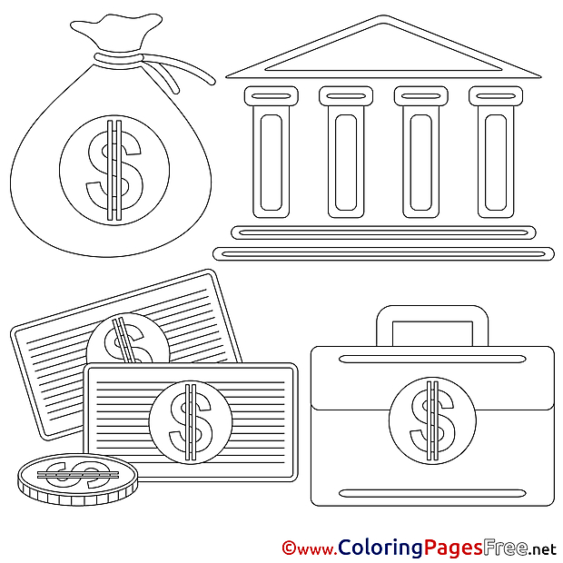 Bank free Colouring Page Business