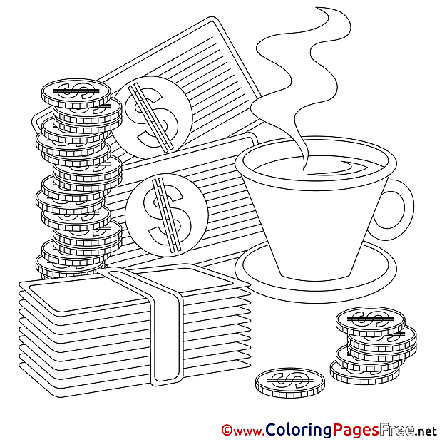 Coffee Money Business Colouring Sheet free
