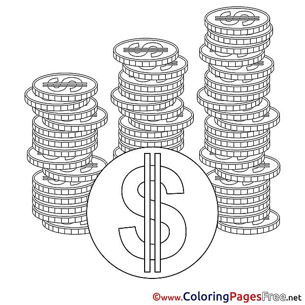 Coins Kids Business Coloring Page