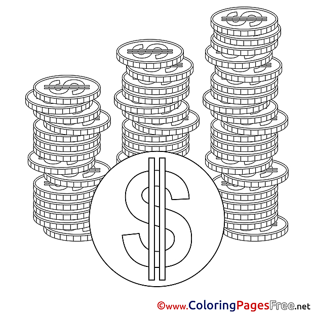 Coins Kids Business Coloring Page