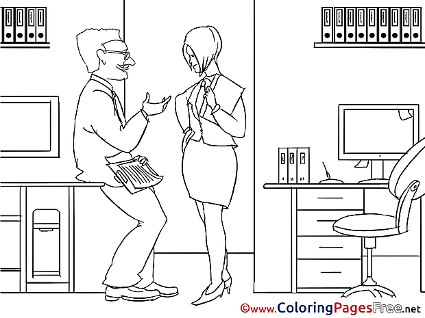 Colleagues Colouring Page Business free