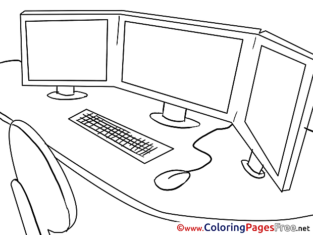 Desk Business Colouring Sheet free