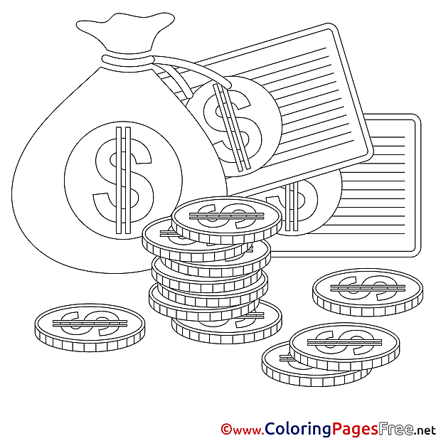 Money Children Business Colouring Page