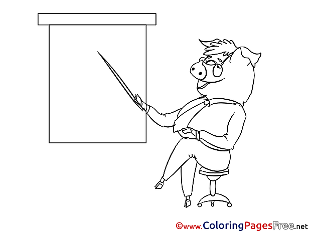 Pig Kids Business Coloring Page