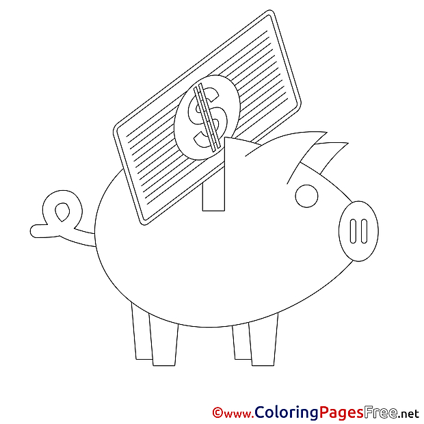 Piggy Bank Colouring Page Business free