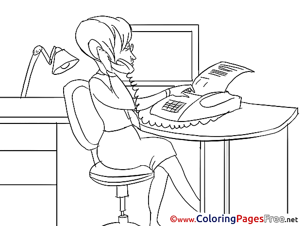 Secretary for Kids Business Colouring Page