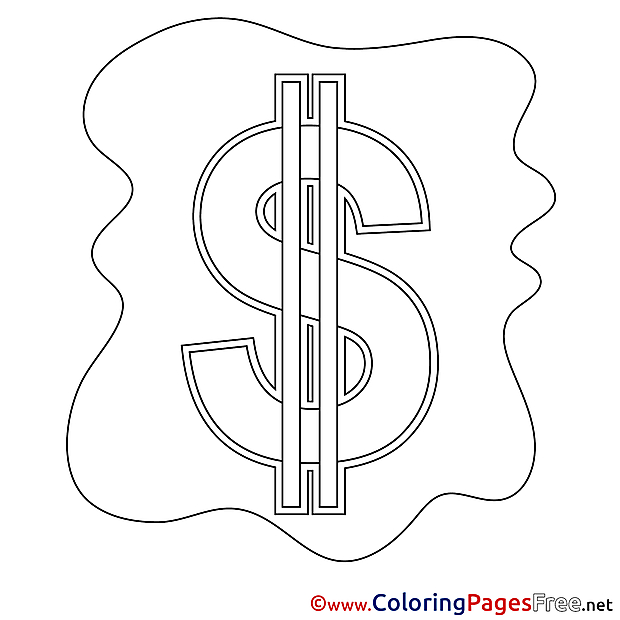 Symbol Dollar Kids Business Coloring Pages