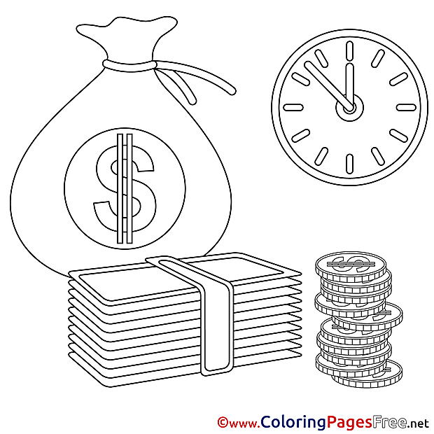 Time Money printable Business Coloring Sheets