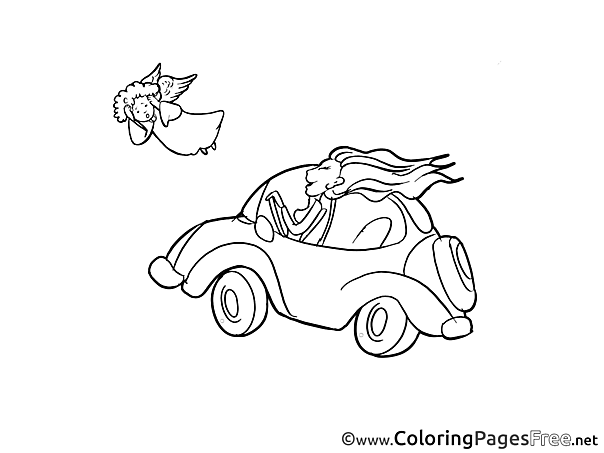 Angel Car free Colouring Page download