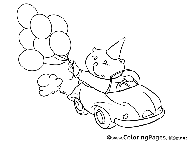 Bear Car for free Coloring Pages download
