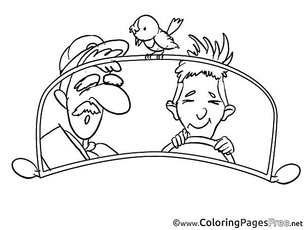 Bird Car Kids free Coloring Page