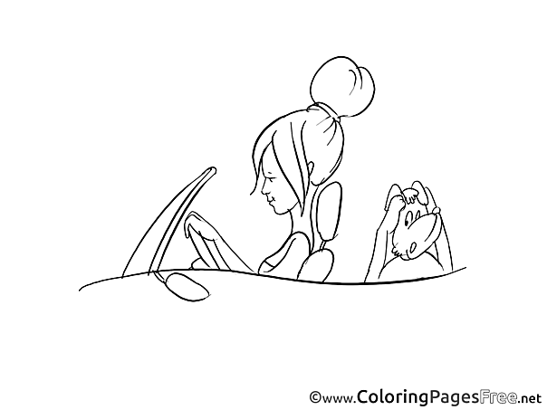 Dog Car Kids free Coloring Page