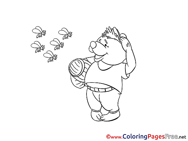 Bear Children download Colouring Page