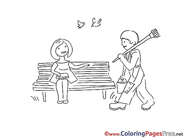 Bench Kids download Coloring Pages