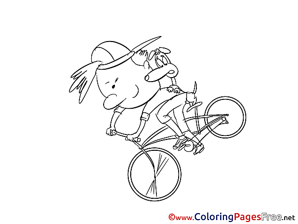 Bicycle Children download Colouring Page
