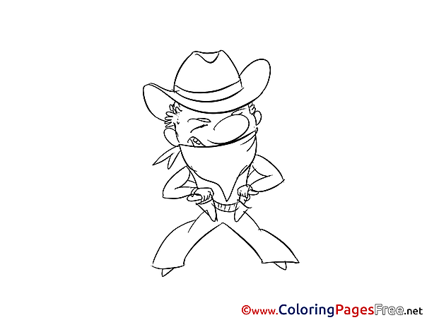 Cowboy for Kids printable Colouring Page