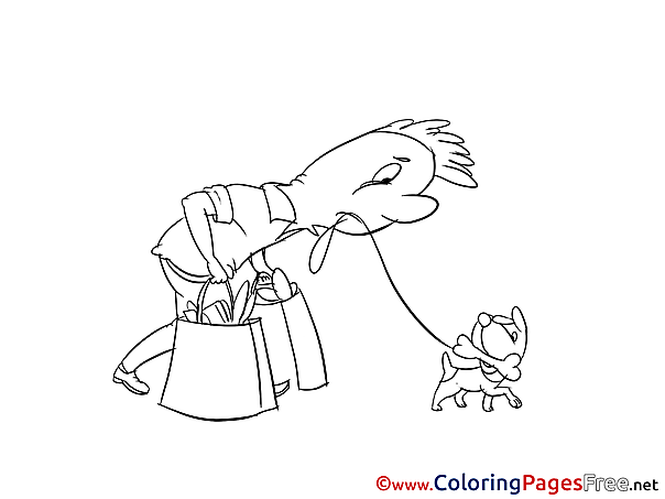 Dog Kids free Coloring Page