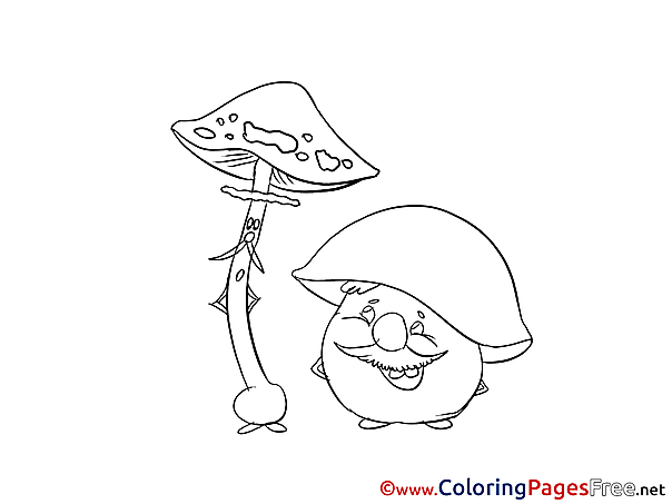 Mushrooms Kids download Coloring Pages