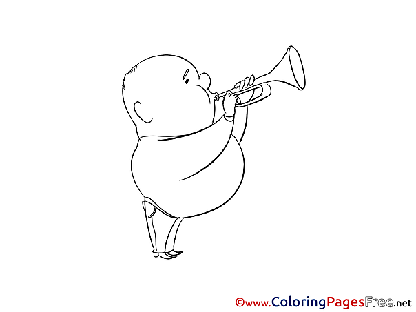 Trumpet Colouring Page printable free