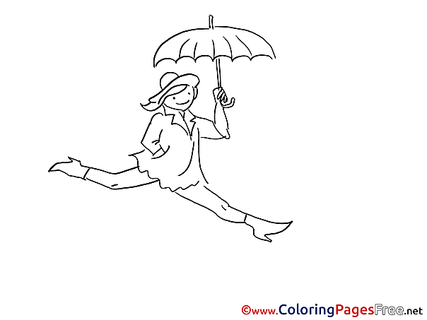 Umbrella Children Coloring Pages free