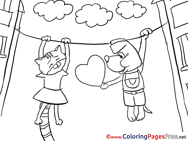 Dog Cat Colouring Sheet download free