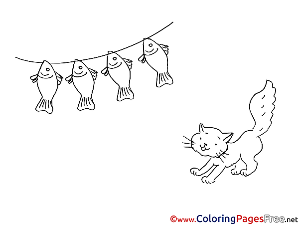 Fish Cat printable Coloring Pages for free