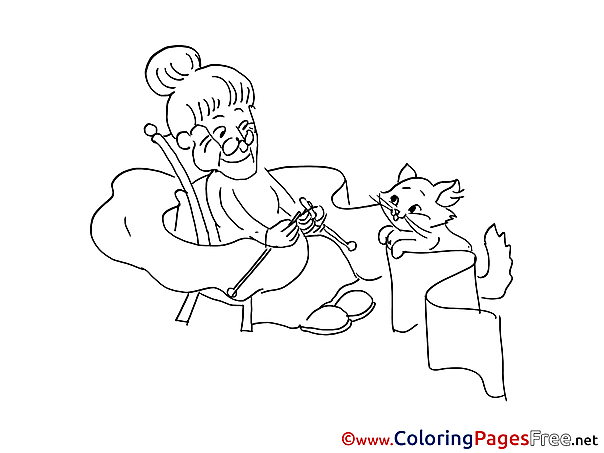 Grandmother Cat Coloring Sheets download free