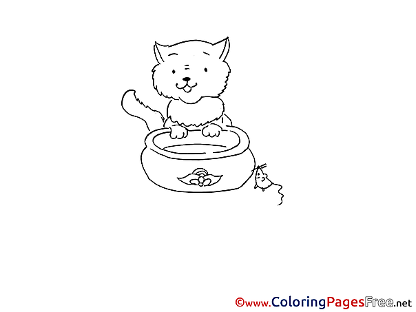 Mouse Cat Colouring Page printable free