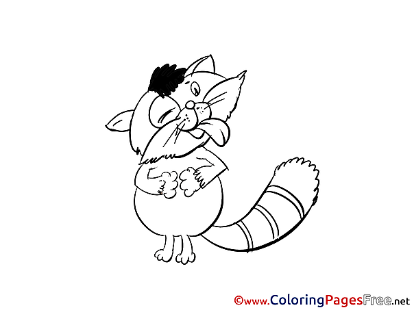 Tail Cat for Children free Coloring Pages