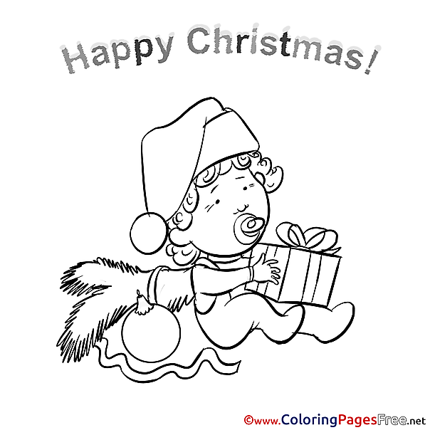 Baby Kids Christmas Coloring Pages
