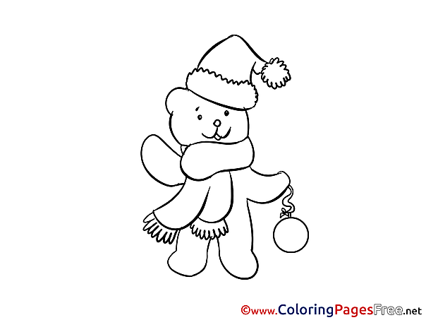 Bear Kids Christmas Coloring Page